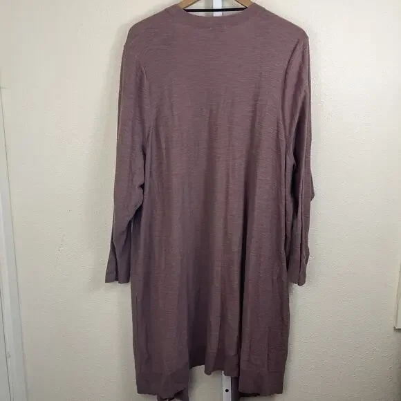 Torrid Slub Open Front Duster Cardigan Womens Plus Size 4 4X Rose Taupe Longline - Picture 4 of 6